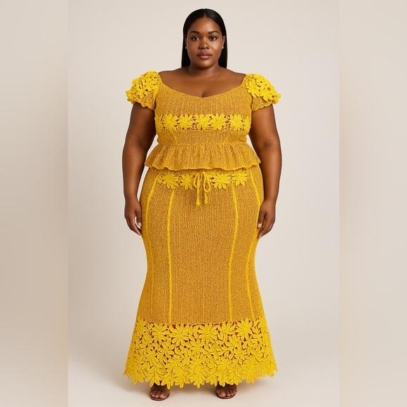 Vibrant African Ankara Style Lace Top & Skirt Set approximate size XL-XXL - Picture 3 of 17